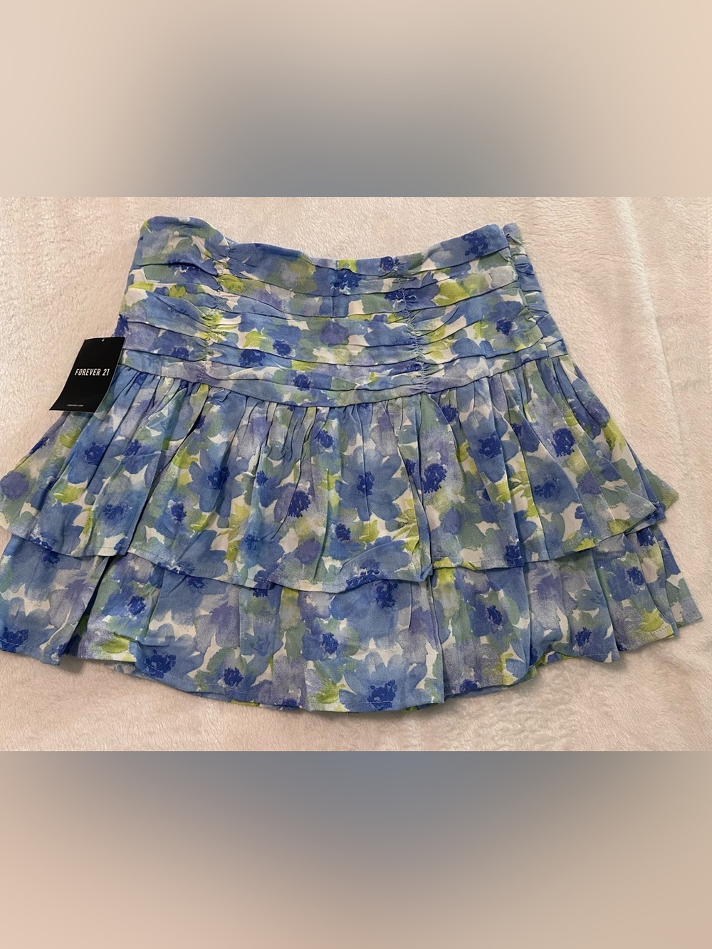 🌸 Forever 21 Blue Floral Tiered Mini Skirt | NWT | Size Small 🌸